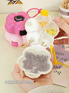 HOVELSHOP Kotak Case Tempat Penyimpanan Pill Obat Portable Lucu Flower Box Medicine Travel Kit
