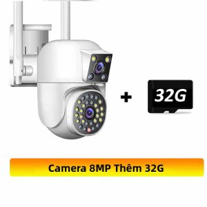 Camera IP Ngoài Trời 6K 12MP WiFi Với 3 Ống Kính 3 Màn Hình Theo Dõi Chuyển Động AI PTZ Quay Video 4K Camera Giám Sát An Ninh Cho Gia Đình