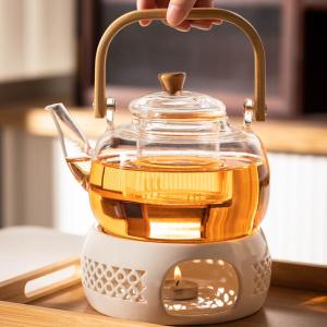Glass Teapot Tea Making For Home Tea-Boiling Stove Single Teapot Cans Tea Lifting Handle Kettle Candlestick Insulation Stove Tea Boiling
