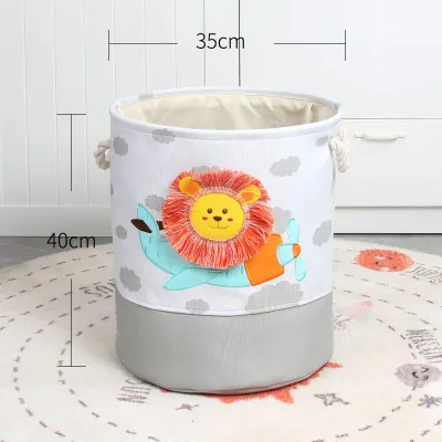 Large Capacity Plush Toy Storage Box Childrens Plaything Organizer Thickened Fabric Cartoon Style Storage Basket for Kids Room