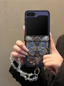 McMac Butterfly Creative Flip Phone Case for Samsung ZFlip5 W24Flip Fashionable Womens Model Lightweight Luxury Sensation