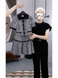 Bộ Váy Ngắn Phong Cách Hàn Quốc Mùa Hè 2025 Cho Nữ Cỡ Lớn Quần Áo Công Sở Váy Ngắn Áo Chui Đầu Dáng Chữ A Tay Ngắn