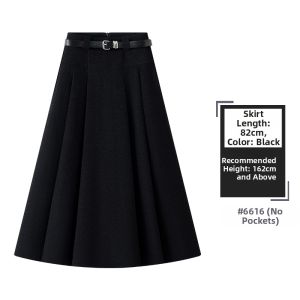MEITESIJIAONU | High Waist Thickened A-Line Pleated Wool Skirt Women Mid-Length