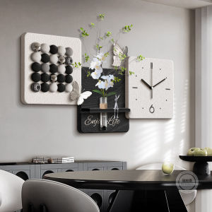 RUIBAHAO | Sleek Minimalist 3D Clock Picture High-end Sandstone Murals