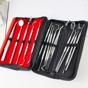 Stainless steel dental cleaning tool removes tooth dirt cleans tooth stains and protects the oral cavity