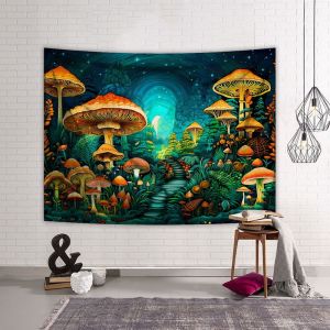 VIKAMA Fireplace Christmas Tree Tapestry Festive Wall Background Cloth for Living Room Holiday Decoration
