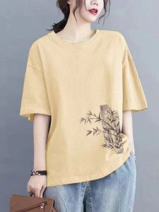 Loose Short Sleeve Womens T-shirt Casual Loose Fit Cover up Large Size Top Anti-Aging Breathable Moisture Wicking round Neck