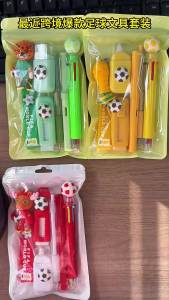 Soccer Sport Stationery Kit Cute Football Themed School Supplies Set With Pens Eraser Correction Tape Keychain Gift For Boys Tee