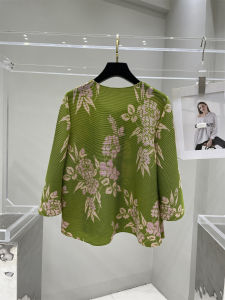 Spring Summer Print Fashion Set Gift for Mom Birthday Traditional Chinese Style Pleated Polyester Womens Set over 35 Years Old