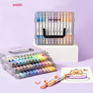 Miya ปากกาสีอะคริลิคDual Tip Markers พร้อมปลายแปรงและ Fine Tip 12/24/36/48 สีวาดงานฝีมือ DIY ทําอุปกรณ์ศิลปะ