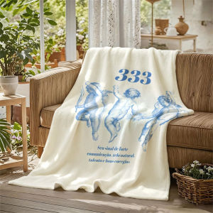 Angel 333 Cherubs Blue Flannel Blanket Perfect for Sofa Office Bed Travel Sleep Read Relax Camping Four Season Use
