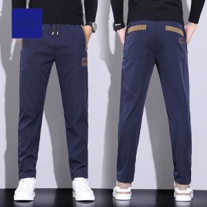 ROMON | กางเกงขายาวทรงตรงลำลองสำหรับผู้ชาย ทรงสลิมฟิต ยางยืด กางเกงขายาวทรงตรง ทรงลำลอง แฟชั่นฤดูใบไม้ร่วง ฤดูหนาว กางเกงขายาวลำลองสำหรับผู้ชาย