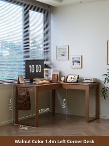DONGMU | Solid Wood L-shape Corner Desk for Small Space and Balcony