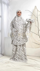 Mukena 2in1 Dewasa Bahan Katun Foil Premium Resleting Dagu