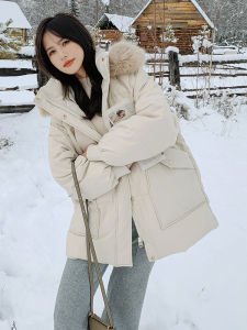 เสื้อแจ็คเก็ตผ้าฝ้ายหนาสำหรับผู้หญิง ฤดูหนาว 2025 ใหม่ ทรงหลวม ลำลอง หนา พร้อมฮู้ด ขนแกะ แฟชั่น เสื้อคลุมกันหนาว