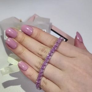 2023 New Pink Color Princess Bracelet Bangle for Women Anniversary Gift Jewelry Wholesale S7207