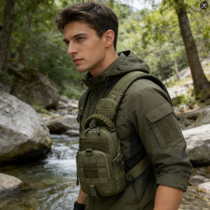 Tactical Sling Bag Men Shoulder Bag Outdoor EDC Chest Bag with Paracord Handle Waterproof Crossbody Pack for  Hunting Hiking