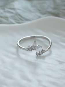 S925 Sterling Silver Diamond Embedded Butterfly Ring Womens Design Sensation Luxury Minimalist Korean Style Fashion Jewelry