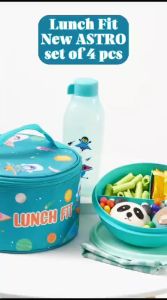 Kotak Bekal Set Of 4 Pcs Tas Dengan Tempat Makan Free Sendok Garpu / Lunch Fit Kotak Makan Set