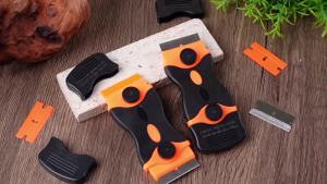 1PC Double Edged Scraping Tool with Extra 10 Plastic Razor Blades & 10 Metal Blades Multi-Purpose Cleaning Razor Squeegee Knife