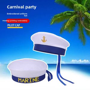 Nautica Style Beret Props Traffic Captain Hat Stage Performance Captain Hat White Uniform Hat a Sailors Cap Tide