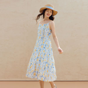 INMAN | Vacation Watercolor Print Ruffled Strap Maxi Dress