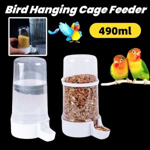 490ml Bird Cage Feeder Hanging Bowl Automatic Feeder For Birds Water Dispenser Bird Accessories