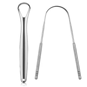 Bộ Dụng Cụ Cạo Lưỡi Hình Chữ U Bằng Thép Không Gỉ Dụng Cụ Vệ Sinh Răng Miệng Với Các Lỗ Nhỏ Và Lớn Di Động Không Mùi Gói 2/3 Chiếc