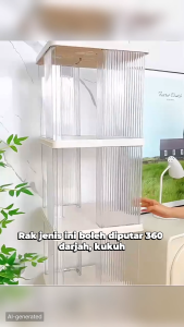 【MOHO】 READY STOCK Rotating Bookshelf Rak Buku Acrylic Floor Standing Books Storage Rack Display Rack 书架