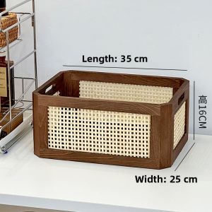 Retro Style Wicker Makeup Storage Basket Can Be Used as a Dresser Shelf for Essences Perfumes Moisturizers And Face Masks