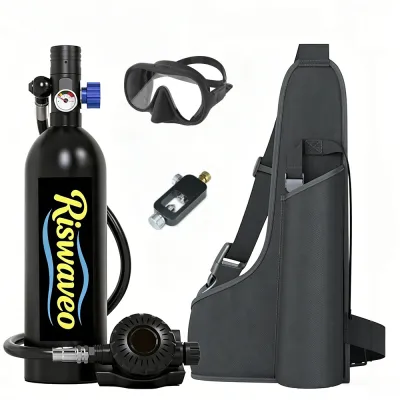 Riswaveo Mini Scuba Tank 1L Diving Tank Inflatable Scuba xi lanh cung cấp dưới nước thở nhỏ Scuba Tank Kit cho nước nông lặn/dưới nước làm việc/như phụ tùng xi lanh