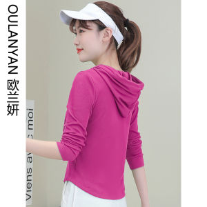 Womens Short Hoodie Sweatshirt Thin Loose Casual Versatile Top Anti-Aging Spring Autumn Outerwear Small Size Cute Style