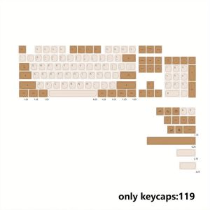 119 keys Brown Tiramisu MOA Profile Dye Sublimation PBT Keycaps Round Ball Key caps For MX Mechanical keyboard