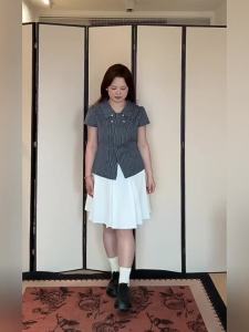 DUSHU | Academic Style High Waist A-Line Skirt