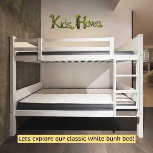 Separable White Bunk Bed with Ladder Bunk Bed for Adults and Kids (Single Size Bunk Bed Frame)