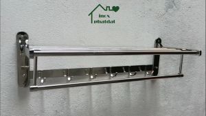 Máng khăn tầng đa năng Inox 304 PHÁT ĐẠT không rỉ sét thanh treo khăn giá móc khăn mặt nhà tắm vắt khăn inox (SP026A)