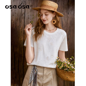 OSA | Hollow Out Embroidery Women T-shirt White
