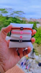 Gelang Spiderman Miles & Gwen Hitam Pink Tali Anyam