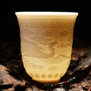 Yangzhi Jade Porcelain Heart Sutra Cup Baifu Cup Master Cup Ceramic Tea Tasting Large Transparent