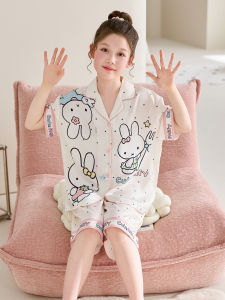 ANZHAOQI | Bamboo Fiber Thin Design Summer Wear Short Sleeve Girls Pajamas