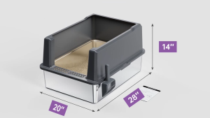 XXXL Stainless Steel Cat Litter Box with Lid Metal Box for Big Cats Extra Large Kitty Litter Pan Easy Clean Steel Box Anti-Leakage Include Litter Scoop