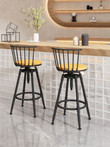 Bar Stool Industrial Style High Leg Adjustable Rotating Barstool Spiral For Home Bar Chair Backrest Iron Swivel Chair Bar Stool