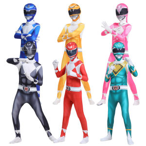 Fast shipping Kids Power Samurai Sentai Shinkenger Rangers Costume Superhero Cosplay Halloween Party Zentai Jumpsuit