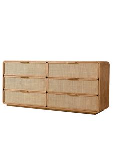 American Rural Style Solid Wood Storage Cabinet French Simple Oak Entrance Hall Living Room Decorative Cabinet Wicker Weaving