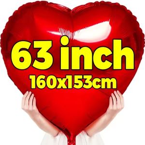 63Inch Oversize Heart Shaped Love Balloons Valentines Day Aluminum Film Balloon Romantic Birthday Wedding Party Decoration