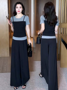 YOUFAN | Fashionable Fake Two-Piece Slimming Short Sleeve T-Shirt for Summer Lightweight Stylish