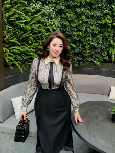 GLEC | French Audrey Style Vintage Lace Inlaid Big Size Womens Dress
