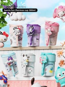Sanrio 380ml Insulated Water Bottle: Cute Cinnamon Dog Design & Portable Straw