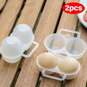 YESPERY 2Pcs Egg Box 2 Grids Egg Holder for Outdoor Camping Picnic Use Anti-fall Egg Storage Box Kitchen Organizer Office Boiled Egg Breakfast Container