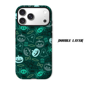 green halloween doodle Phone Case for iPhone 18 17 16 15 14 13 12 11 Air Pro Max Plus Double-layer Cover
